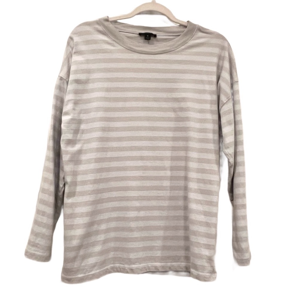 J. Crew Gray Long Sleeve Tee Classic Stripes